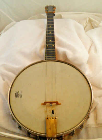 Antique Washburn Style C 4 String Tenor Banjo #558 Remo Head Birds Eye Maple