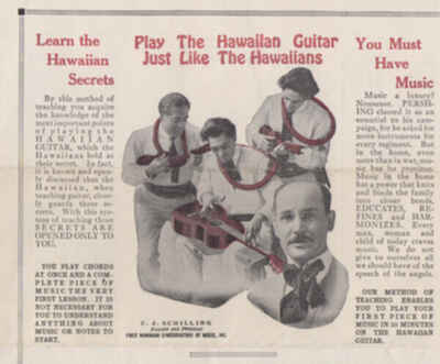 ORIG 1920s "First Hawaiian Conservatory of Music" Lap Steel Guitar -Uke brochure