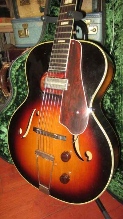 ~ 1952 Harmony H 50 Archtop Electric Hollowbody w /  Gibson P-13 Pickup Sunburst