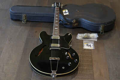 Vintage! 1974 Gibson ES-335TD Semi-Hollow Electric Guitar Black Ebony + OHSC