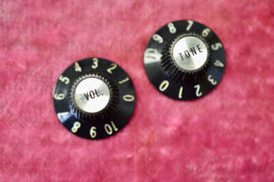 Vintage 1968 Gibson Witchhat Knobs Witch Hat Black Silver Inserts Es-335 SG Stan