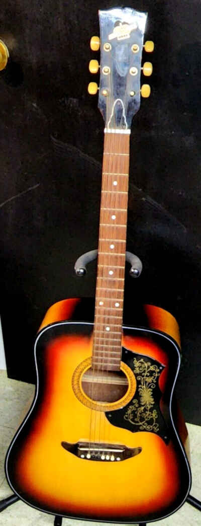 Vintage Checkmate Acoustic Guitar G301 6 String Made In Japan Sunburst Pattern