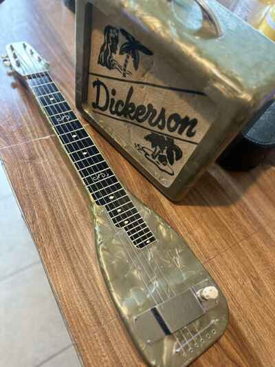 Rare Pair-  Dickerson Lap Steel Guitar and Amp Green Pearloid Very Good