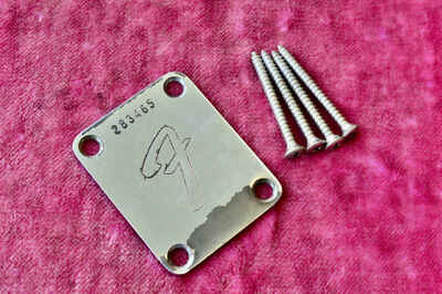 Vintage 1969 1970 Fender Stratocaster Hendrix Era Neckplate w Screws Telecaster