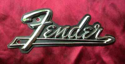 Vintage 1960s USA Fender Blackface Amp Logo Plate Badge Emblem Strat Tele P Case