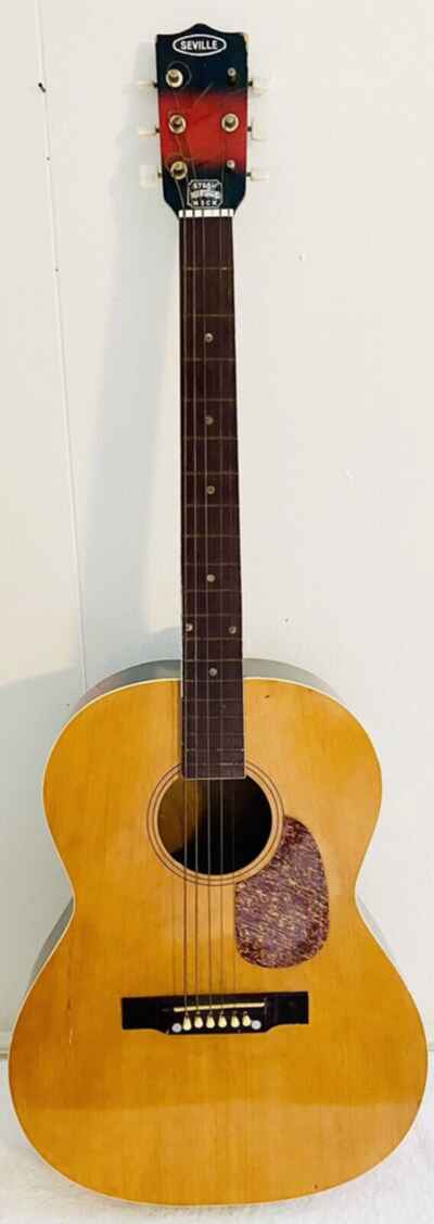 Seville Acoustic Guitar With Steel Reinforced Neck Black & Red Coloring Vintage