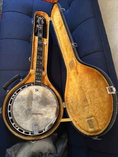 Vintage Aria Pro ll Elite Mahogany 5 String Left Hand Banjo  / extra Accessories
