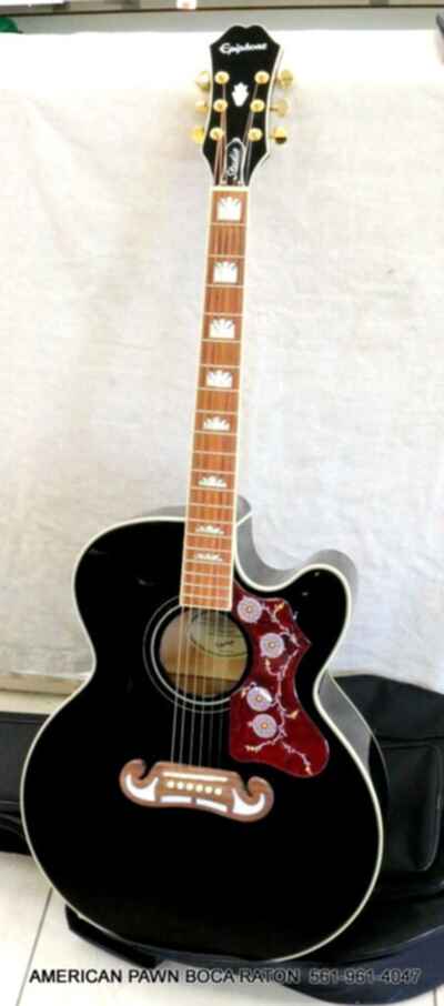 Epiphone J-200EC Studio Acoustic-Electric Guitar  Black Fishman Presys Gig Bag