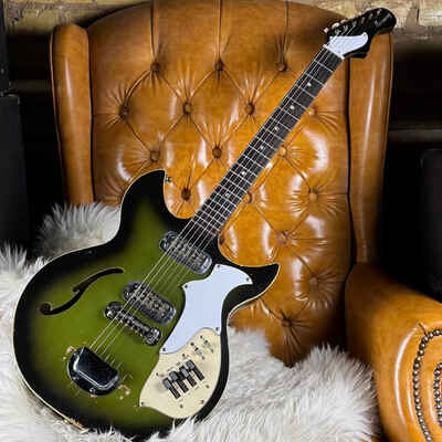 1970 Harmony Rebel H683 H82 Made In USA Avocado Burst Electric Guitar W /  Dearmon