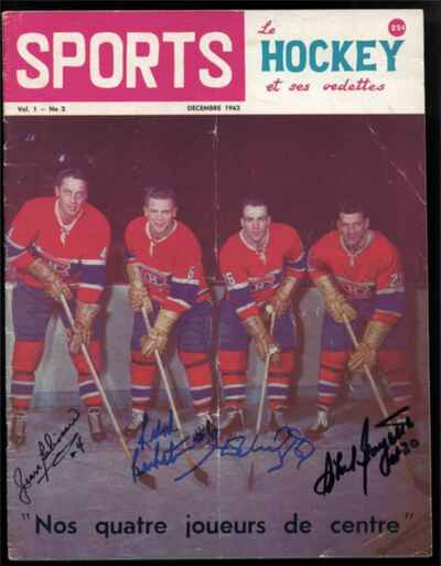 1962 Montreal Canadiens Magazine Signed x 4 Beliveau Richard Goyette Backstrom!