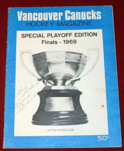 Rare 1969 WHL Playoff Lester Patrick Cup Finals Signed Program Punch Imlach!