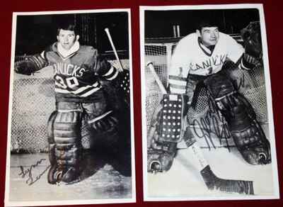 Vintage 1969-70 Vancouver Canucks Signed Goalie Photos George Gardner Zimmerman!