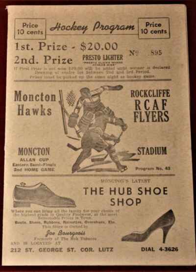 Vintage 1955 Allan Cup Hockey Program Moncton Hawks RCAF Rockcliffe Flyers!