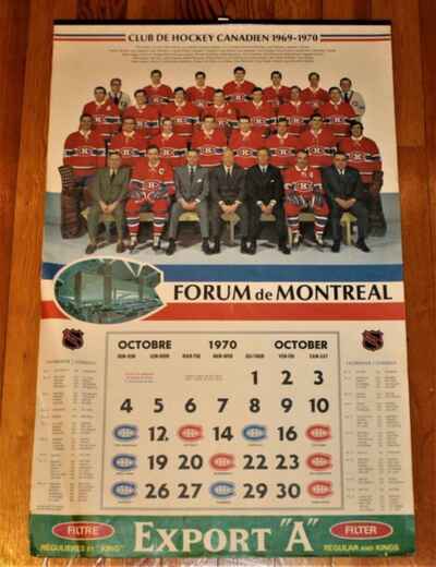 Vintage 1970-71 Montreal Canadiens Export A Complete Hockey Calendar Beliveau!