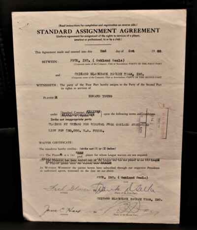 1968 Howie Young Assignment Agreement Signed Frank Selke Tommy Ivan Fred Glover!