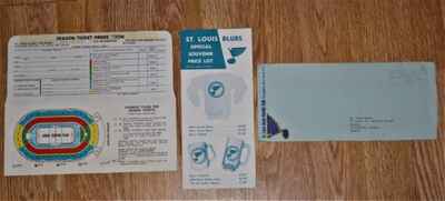Vintage 1968-69 St. Louis Blues Ticket Order Form Merchandise LIst Envelope!