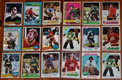 Huge Lot 42 Signed Goalie Hockey Cards Topps OPC 1968 - 1990