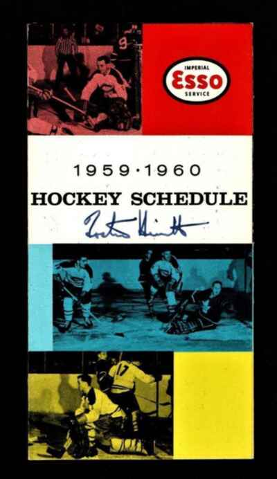 Vintage 1959-60 Esso Hockey NHL Schedule Signed by Foster Hewitt Maple Leafs!