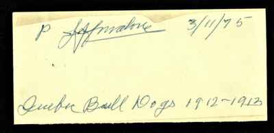 Rare Jeff Malone 1913 Quebec Bulldogs Autograph Stanley Cup Winner dec 1981 !