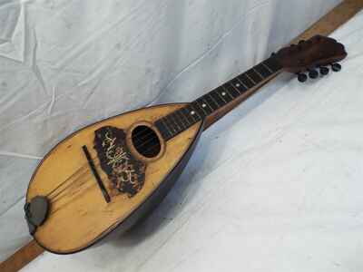 Vintage Melon Bowl Back Mandolin Ornate Wooden Musical String Instrument Lute B