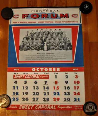 Vintage 1953-54 Montreal Canadiens Complete Sweet Caporal Hockey Calendar!