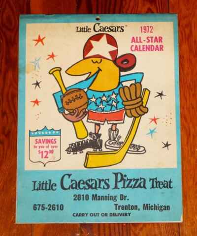 Rare 1972 Little Caesars Complete Sports Calendar Gordie Howe Dave Keon Signed!