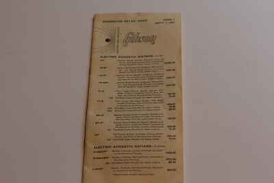 1967 Gibson Full Line Retail Price List Les Paul SG Trini Lopez J-50 ORIGINAL