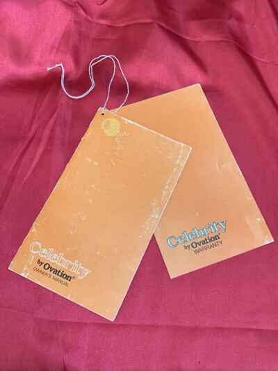 Ovation  Celebrity 475-4 Guitar Hang Tag + Owners Manual Vintage Case Candy Rare