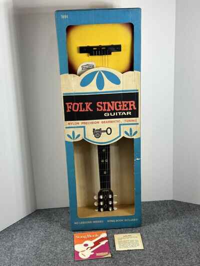 Vintage 1966 Emenee Americana Folk Singer Guitar In Original Box & Booklet 1694