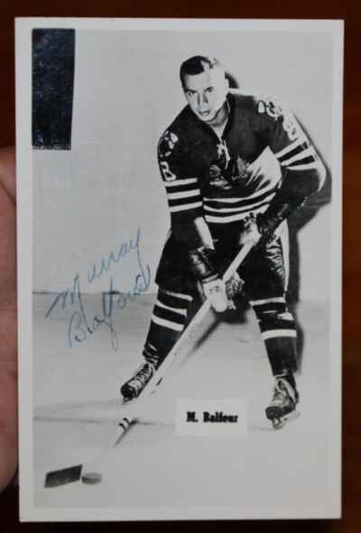 Murray Balfour Montreal Canadiens Blackhawks Bruins Signed Postcard dec 1965!