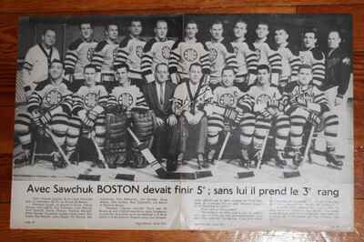 Vintage 1957 Boston Bruins Magazine Poster Signed Milt Schmidt Allan Stanley !