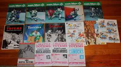 15 Vintage Seattle Totems WHL Hockey Programs 1963 - 1974!
