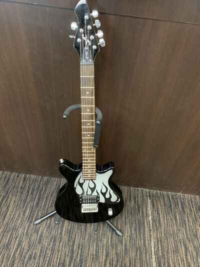 First Act Black Guitar With Silver Flames ME-1980 Ref#37268-1