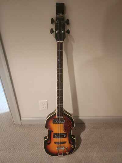 Vintage  Teisco Del rey EB-240 Bass Guitar Violin hollow body with case