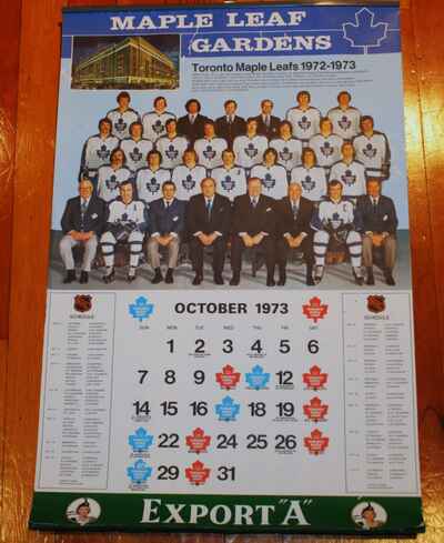 Vintage 1973 Toronto Maple Leafs Export A Hockey Calendar