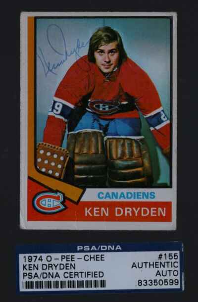 Ken Dryden Signed 1974 Canadiens O Pee Chee Hockey Card PSA No Personalization!