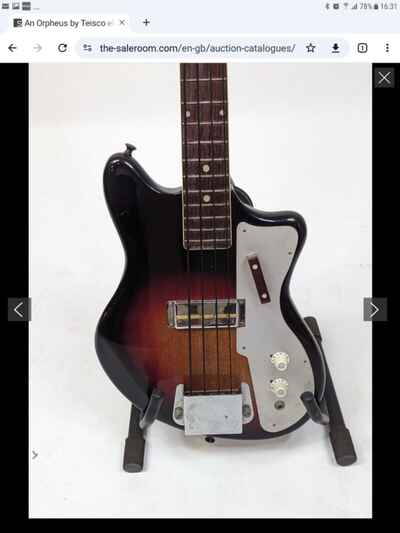 Orpheus by Teisco electric bass guitar, made in Japan circa 1960