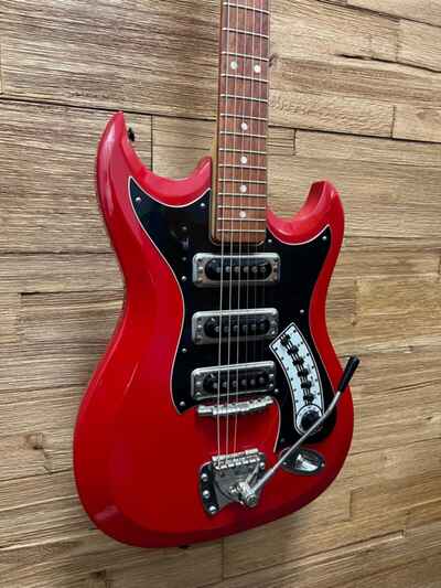 Hagstrom III 1960s Electric Guitar - Futurama Red w / changed tuners + OHSC
