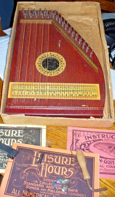 Antique Vintage Mandolin Guitar Harp Instrument