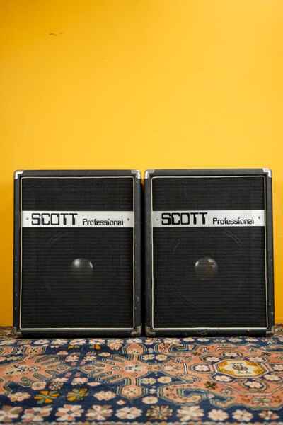 1970s Scott Made in England 2x Electric Guitar Amplifier Speakers with Cabinets