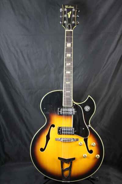 1970s Ventura V1300 Deep Hollowbody Electric Guitar Japan Vintage Sunburst W / Bag