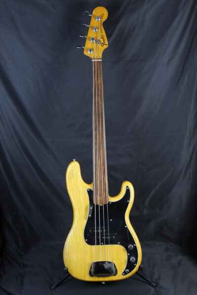 1975 Vintage Fender Precision Bass Guitar Fretless w /  Natural Finish & HSC