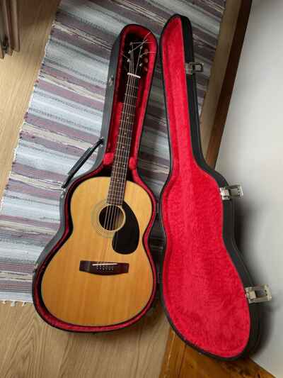 Yamaha FG-75 Taiwan Vintage 1970s Black Label Acoustic Guitar + Case