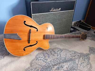 Vintage 1959 Hofner President Natural Blonde Acoustic Archtop Guitar 1950s