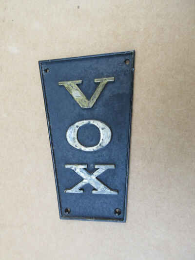 Vintage Original 1960s VOX Vertical Amplifier Cabinet Logo