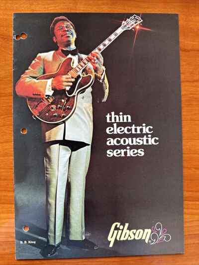 1975 Original Gibson Thin Electric Acoustic Series- 8 page Brochure-MINT BB King