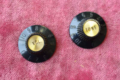 Vintage 1968 Gibson Witchhat Knobs Witch Hat Black Gold Inserts Les Paul Custom!