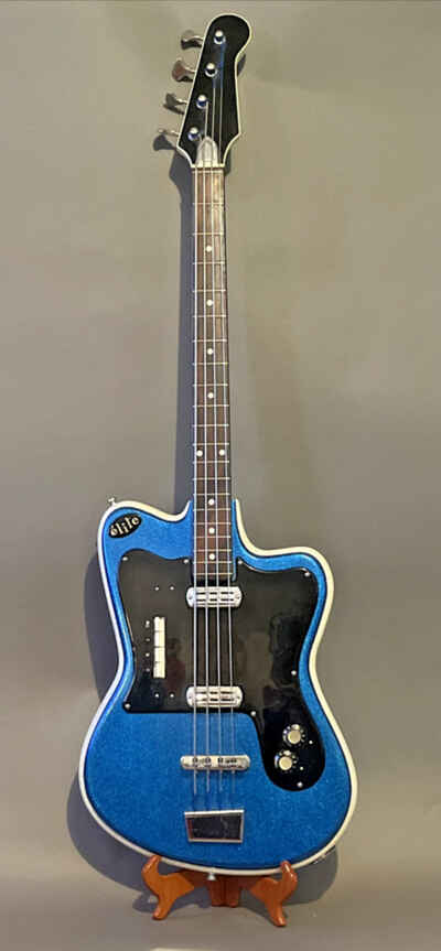 Vintage Rare 1965 Crucianelli Italy Élite Bass Guitar Blue Electric Solid Body