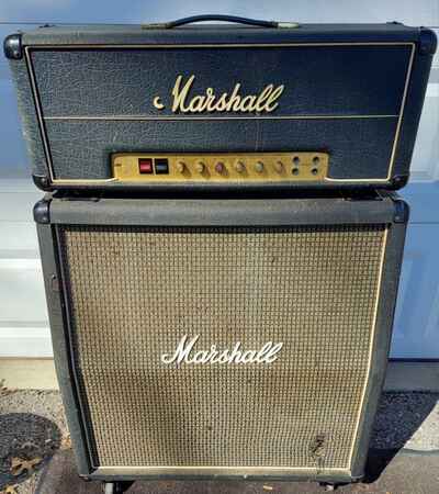 VINTAGE 1978 MARSHALL JMP MKII 50 WATT GUITAR AMPLIFIER AND 412 CABINET WORKING