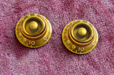 Vintage 1959 Gibson Les Paul Burst Knobs Gold Bonnet 1958 Standard Knob Pair 57